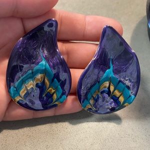 Antique earrings hand painted